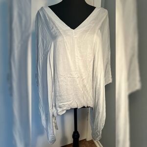 Elegant White V-Neck Women's Top